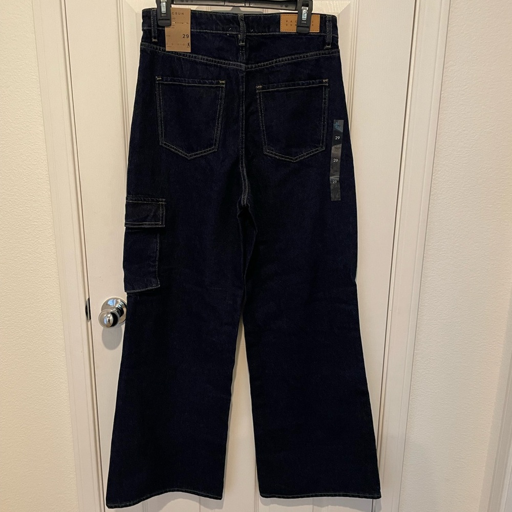 Pacific Sunwear - PacSun Wide Leg High Rise Jeans - Size 29 - Rigid Dark Wash - Picture 5 of 10